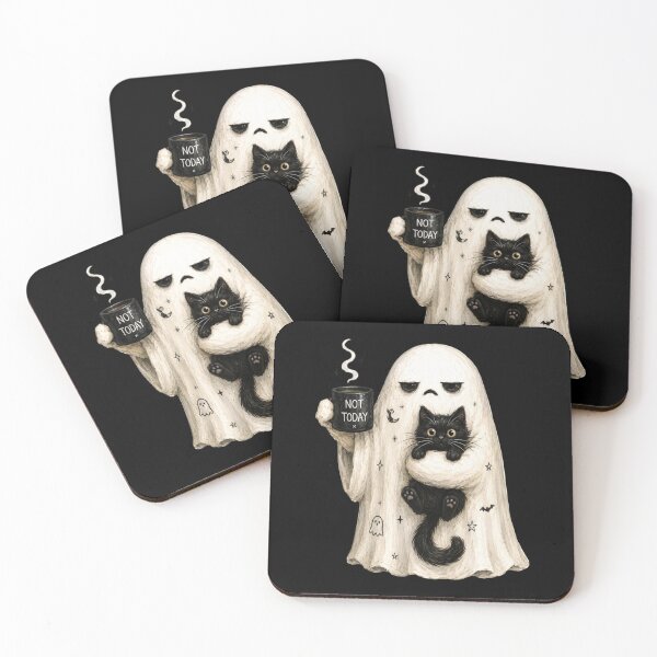 Item preview, Ghost Cat, Spooky, Black Cat, Funny Introvert, Halloween, Coffee Lover designed and sold by Sprinkle12345.