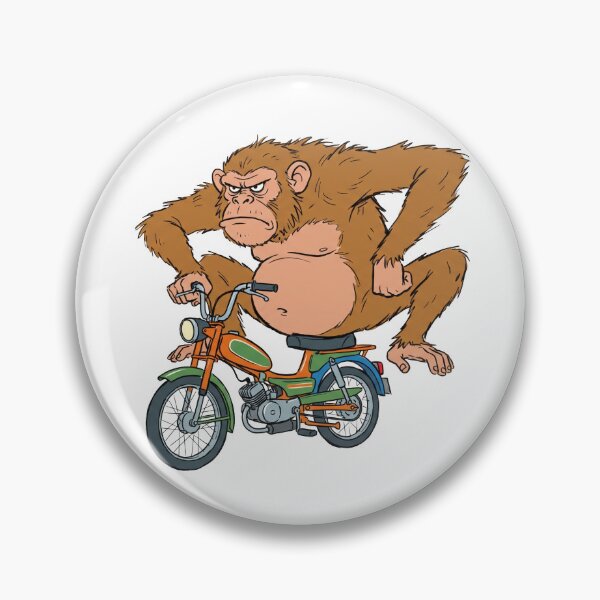 Item preview, Grumpy Monkey on a Moped – Funny Cartoon Ape Riding Motorcycle designed and sold by Kis-Shop.