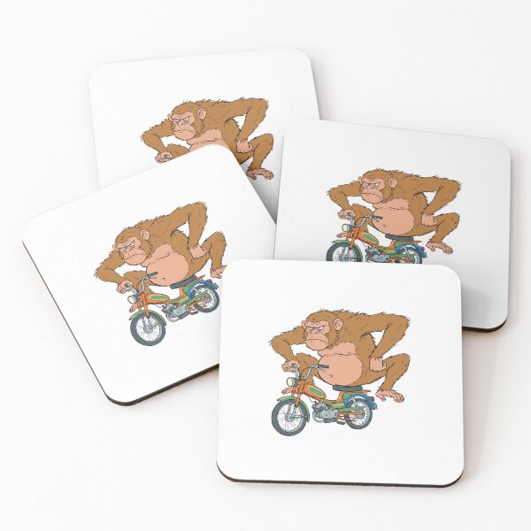 Item preview, Grumpy Monkey on a Moped – Funny Cartoon Ape Riding Motorcycle designed and sold by Kis-Shop.