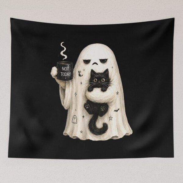 Item preview, Ghost Cat, Spooky, Black Cat, Funny Introvert, Halloween, Coffee Lover designed and sold by Sprinkle12345.