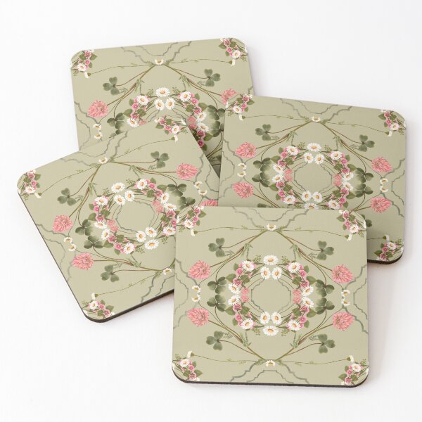 Item preview, Symmetrical Clover Lattice Sage Green Pattern designed and sold by Grin Katalina Floral Patterns & Cozy Art.