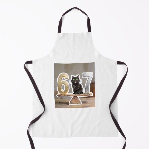 Item preview, Surprised Black Cat Sitting on Number 6 and 7 Balance Scale Cute Funny Cartoon Sticker designed and sold by OksArtStudio.