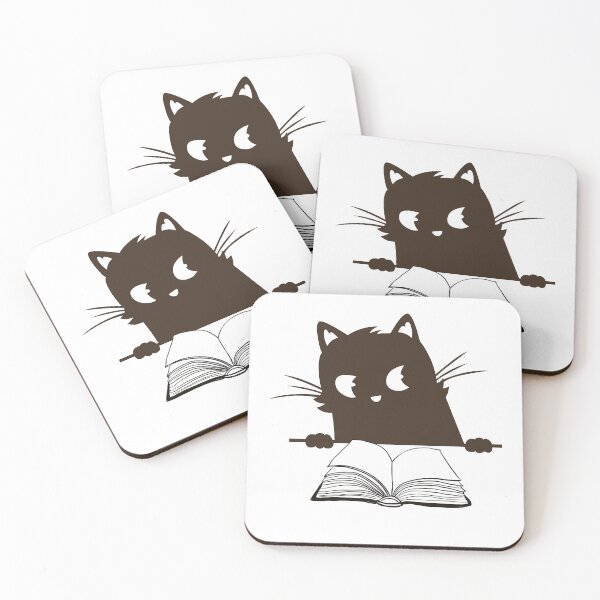 Item preview, Suspicious Black cat with book designed and sold by BritishDelights.