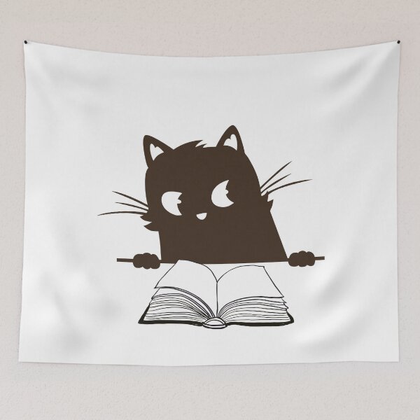 Item preview, Suspicious Black cat with book designed and sold by BritishDelights.
