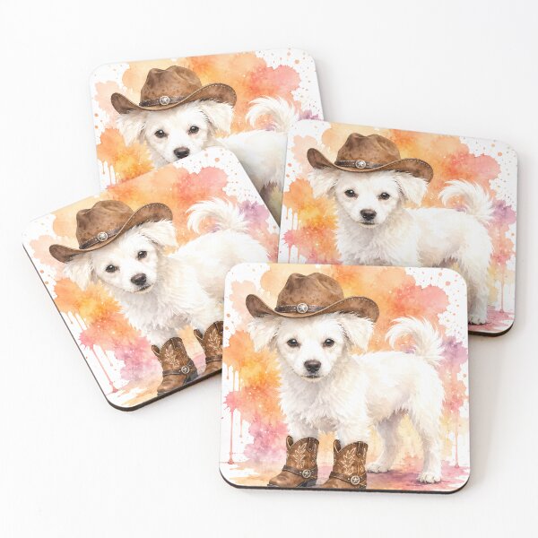 Item preview, ⁠Cute Watercolor Maltipoo Cowboy Puppy in Boots and Hat⁠ designed and sold by Sussyg007.