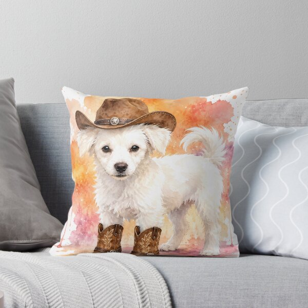 Item preview, ⁠Cute Watercolor Maltipoo Cowboy Puppy in Boots and Hat⁠ designed and sold by Sussyg007.