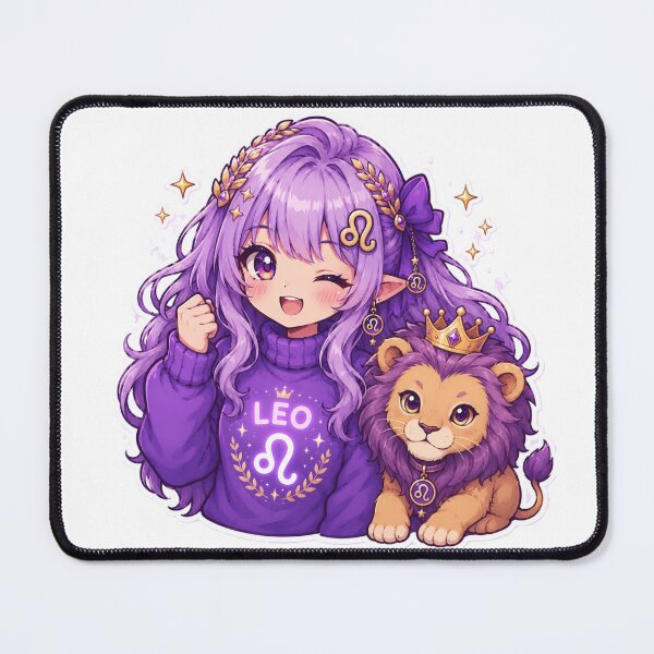 Item preview, Cute Leo Girl Sticker | Kawaii Zodiac Anime Art | Purple Leo Chibi Aesthetic designed and sold by MysticPurpleHue.