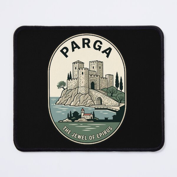 Item preview, Parga Greece Castle Vintage Travel Emblem designed and sold by k3rstman1.