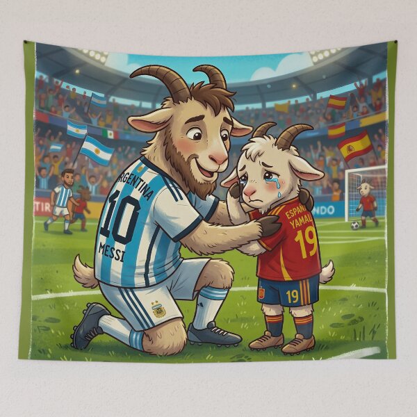 Item preview, The GOAT and the Kid - Football Legends Cartoon designed and sold by digitalbob60.