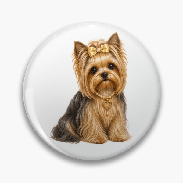 Item preview, Elegant Yorkshire Terrier Princess Portrait with Golden Bow & Pearl Heart Necklace Realistic Yorkie Dog Art designed and sold by RoPrincess.