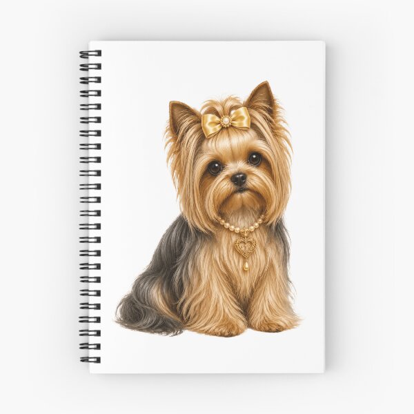 Item preview, Elegant Yorkshire Terrier Princess Portrait with Golden Bow & Pearl Heart Necklace Realistic Yorkie Dog Art designed and sold by RoPrincess.