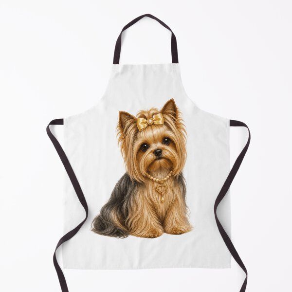 Item preview, Elegant Yorkshire Terrier Princess Portrait with Golden Bow & Pearl Heart Necklace Realistic Yorkie Dog Art designed and sold by RoPrincess.