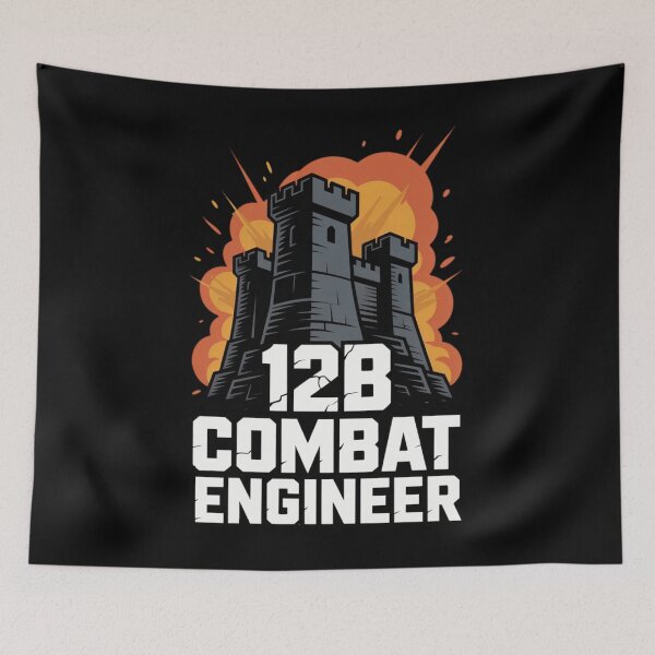 Item preview, 12B Combat Engineer — U.S. Army MOS Castle Emblem with Explosion Military Engineering Graphic designed and sold by GFamilyC.