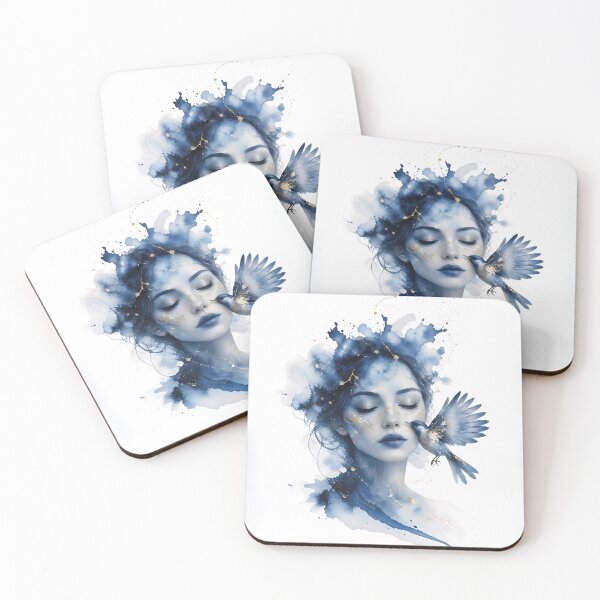 Item preview, Ethereal Watercolor Portrait of Woman with Gold Accents 2 designed and sold by Lucia Amaris Art.