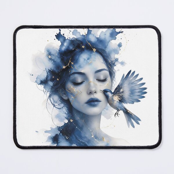Item preview, Ethereal Watercolor Portrait of Woman with Gold Accents 2 designed and sold by Lucia Amaris Art.