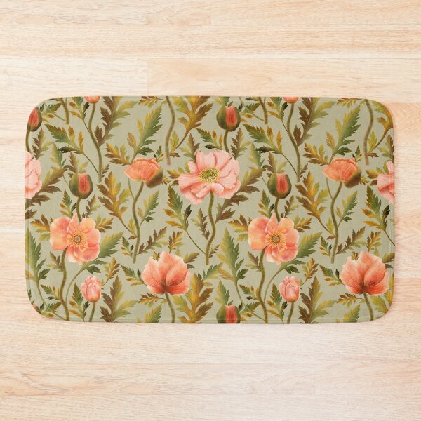 Item preview, Vintage Orange Poppies Sage Green Pattern designed and sold by Grin Katalina Floral Patterns & Cozy Art.