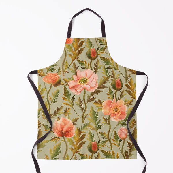 Item preview, Vintage Orange Poppies Sage Green Pattern designed and sold by Grin Katalina Floral Patterns & Cozy Art.