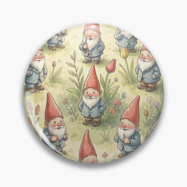 Item preview, Garden Gnome with Wildflowers Watercolor Fairytale Style designed and sold by pinkal.