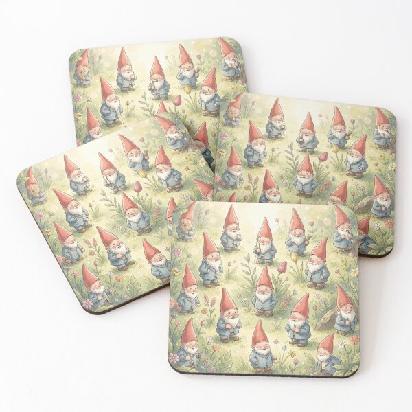 Item preview, Garden Gnome with Wildflowers Watercolor Fairytale Style designed and sold by pinkal.