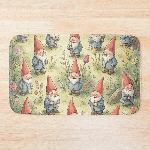 Item preview, Garden Gnome with Wildflowers Watercolor Fairytale Style designed and sold by pinkal.