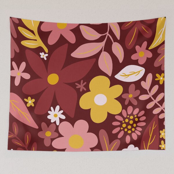 Item preview, Autumn Garden – Folk Art 70s Mod Floral Pattern designed and sold by BuckaBaby.