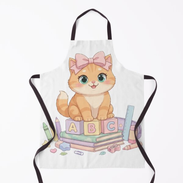Item preview, Cute Kawaii Cat Sitting On ABC Blocks And Books designed and sold by Moody Vibes Studio.