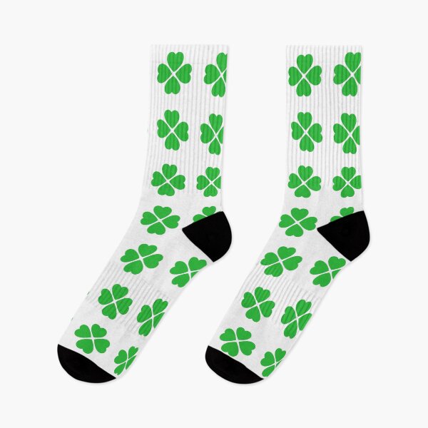 Item preview, Minimalist Red Four-Leaf Clover Lucky Socks Pattern designed and sold by ButimarArt.