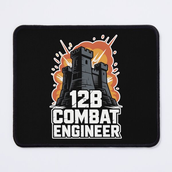 Item preview, 12B Combat Engineer — U.S. Army MOS Castle Emblem with Explosion Military Engineering Graphic White Outline designed and sold by GFamilyC.