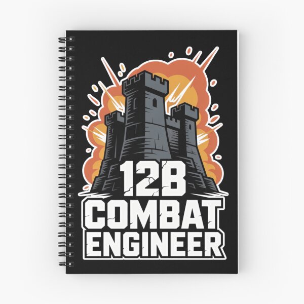 Item preview, 12B Combat Engineer — U.S. Army MOS Castle Emblem with Explosion Military Engineering Graphic White Outline designed and sold by GFamilyC.