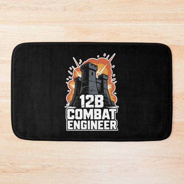 Item preview, 12B Combat Engineer — U.S. Army MOS Castle Emblem with Explosion Military Engineering Graphic White Outline designed and sold by GFamilyC.