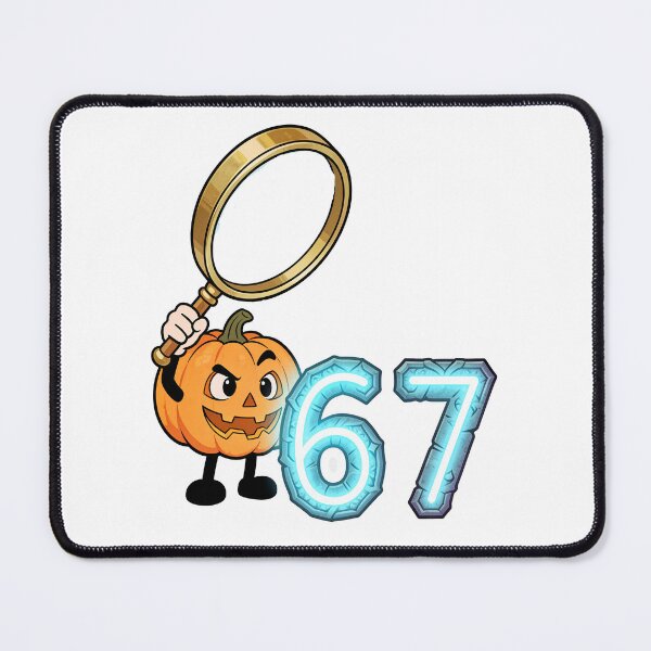 Item preview, Cute Pumpkin Looking at 67 with Magnifying Glass Funny Halloween Meme Sticker designed and sold by OksArtStudio.