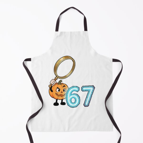 Item preview, Cute Pumpkin Looking at 67 with Magnifying Glass Funny Halloween Meme Sticker designed and sold by OksArtStudio.