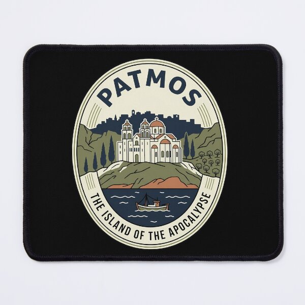 Item preview, Patmos Greece Vintage Travel Emblem Island of Apocalypse designed and sold by k3rstman1.