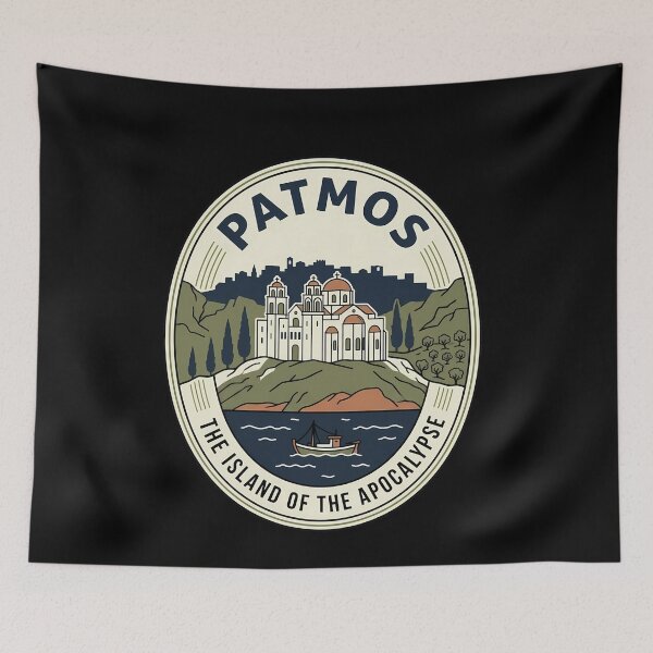 Item preview, Patmos Greece Vintage Travel Emblem Island of Apocalypse designed and sold by k3rstman1.