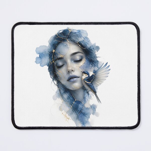 Item preview, Ethereal Watercolor Portrait of Woman with Gold Accents 3 designed and sold by Lucia Amaris Art.