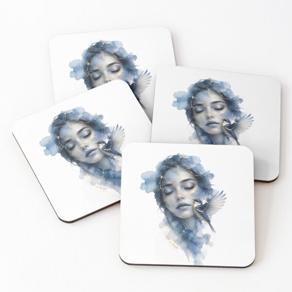 Item preview, Ethereal Watercolor Portrait of Woman with Gold Accents 3 designed and sold by Lucia Amaris Art.