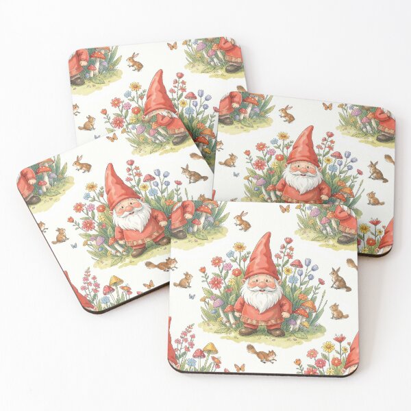 Item preview, Cute Garden Gnome Pattern with Woodland Animals designed and sold by pinkal.