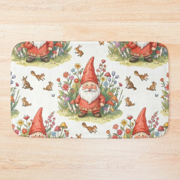 Item preview, Cute Garden Gnome Pattern with Woodland Animals designed and sold by pinkal.