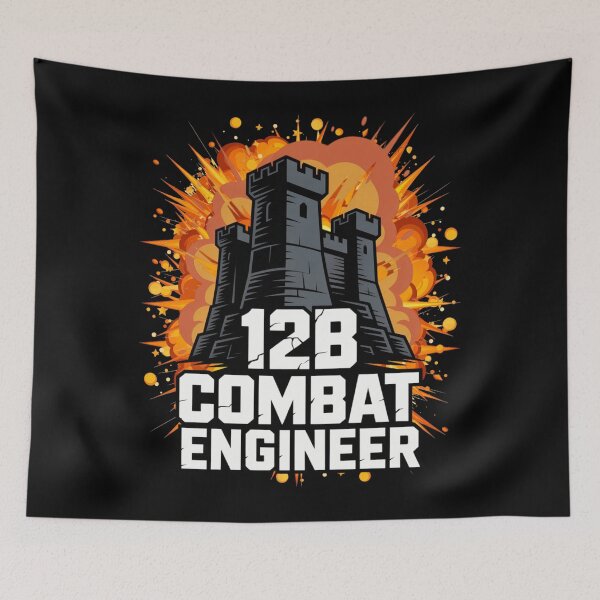 Item preview, 12B Combat Engineer — U.S. Army MOS Castle Emblem with Big Explosion Military Engineering Graphic designed and sold by GFamilyC.