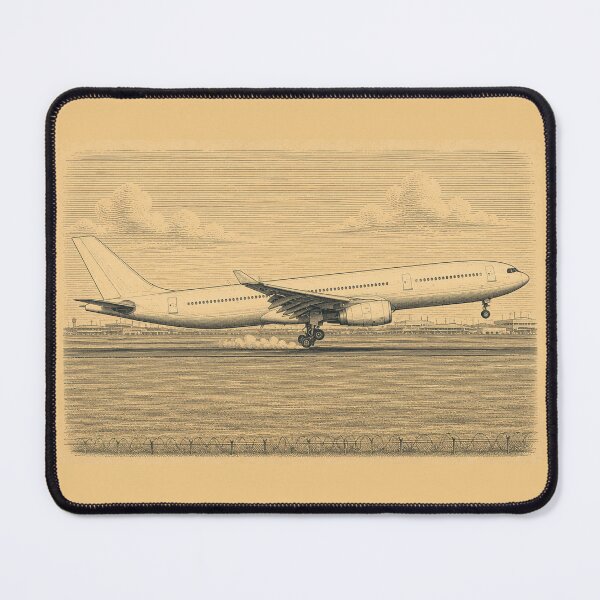 Item preview, Vintage Engraving Style Passenger Airliner Touchdown Illustration designed and sold by EMairplanes.