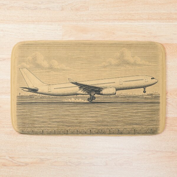 Item preview, Vintage Engraving Style Passenger Airliner Touchdown Illustration designed and sold by EMaviation_.