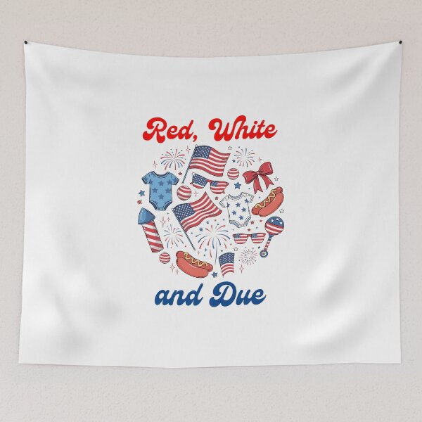 Item preview, Red White and Due Patriotic Pregnancy Announcement designed and sold by DariaOltes.