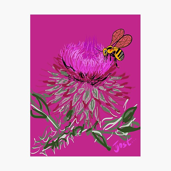 Item preview, Honeybee on Scottish Thistle designed and sold by TinaJostDesigns.