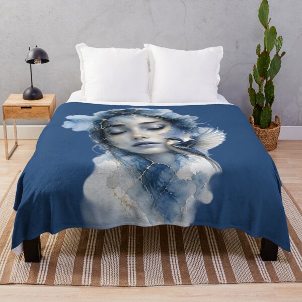 Item preview, Ethereal Watercolor Portrait of Woman with Gold Accents 4 designed and sold by Lucia Amaris Art.