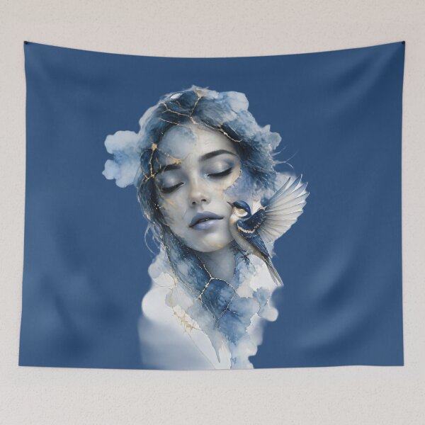 Item preview, Ethereal Watercolor Portrait of Woman with Gold Accents 4 designed and sold by Lucia Amaris Art.