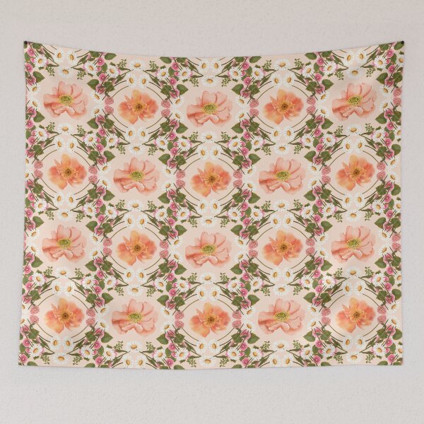 Item preview, Symmetrical Kaleidoscope Orange Poppies Seamless Pattern designed and sold by Grin Katalina Floral Patterns & Cozy Art.