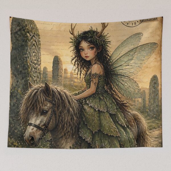 Item preview, Celtic Fairy Riding Among Standing Stones designed and sold by FaeCoreStudio.