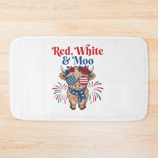 Item preview, Red White And Moo Patriotic Highland Cow Floral designed and sold by DariaOltes.
