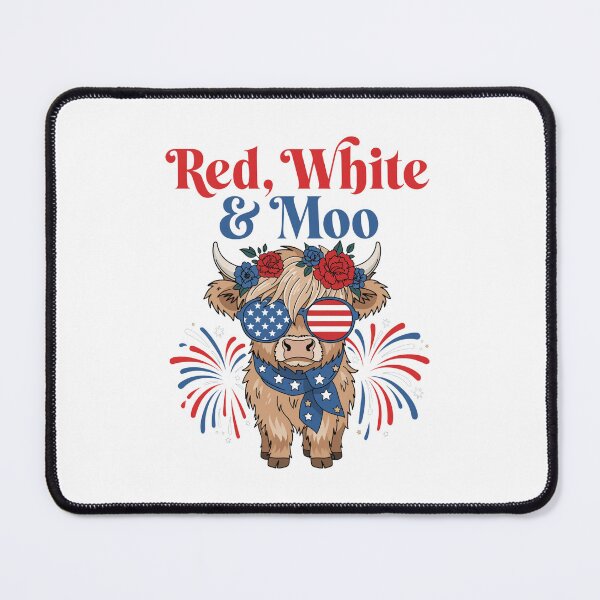 Item preview, Red White And Moo Patriotic Highland Cow Floral designed and sold by DariaOltes.