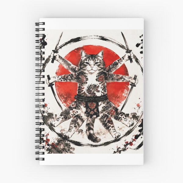 Item preview, The Feline Ronin - The Cat with 4 Katanas and the Dragon designed and sold by Natalia-Vlad.
